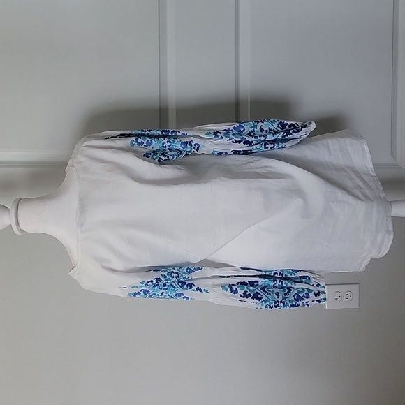 Bindu NWT LG Lucia Tunic or Beach Cover Up with Embroidered Sleeves - Picture 2 of 4